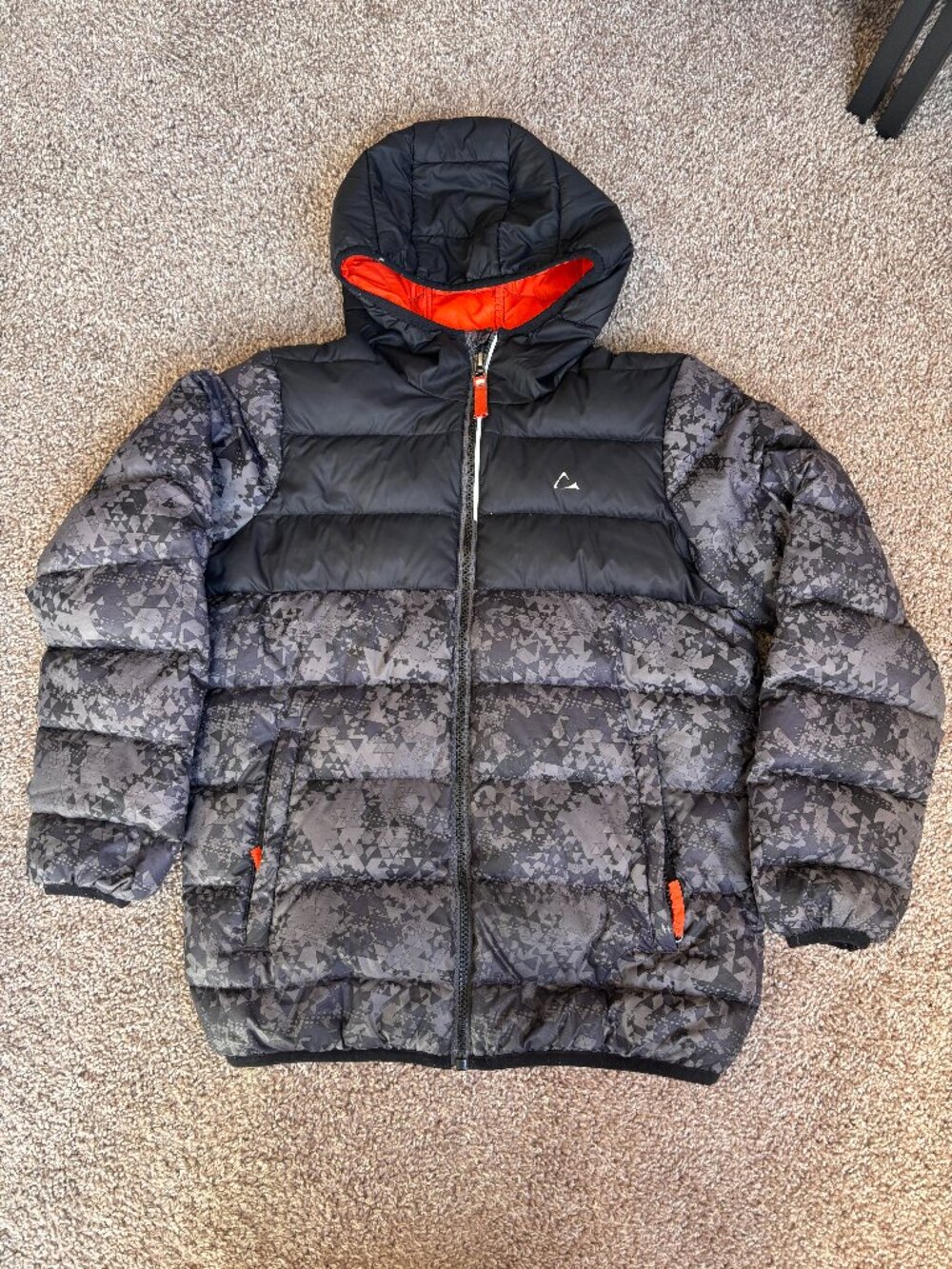 Paradox | Gray Digital Camo Down Puffer Jacket Coat Hooded Full Zip Boys Large